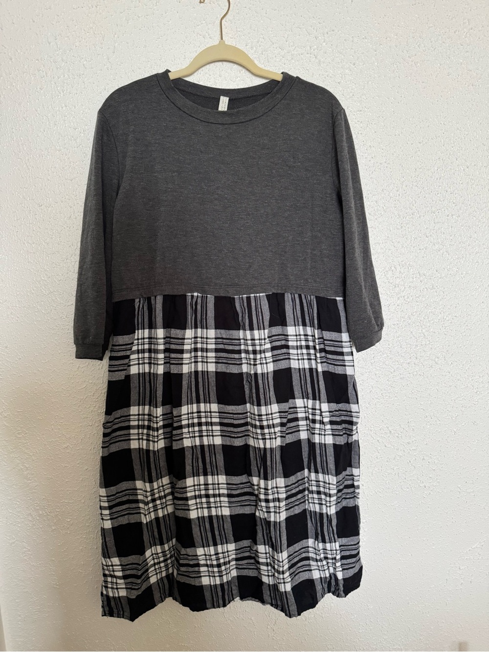 Flamingo Urban Gray Knit Top with Plaid Skirt